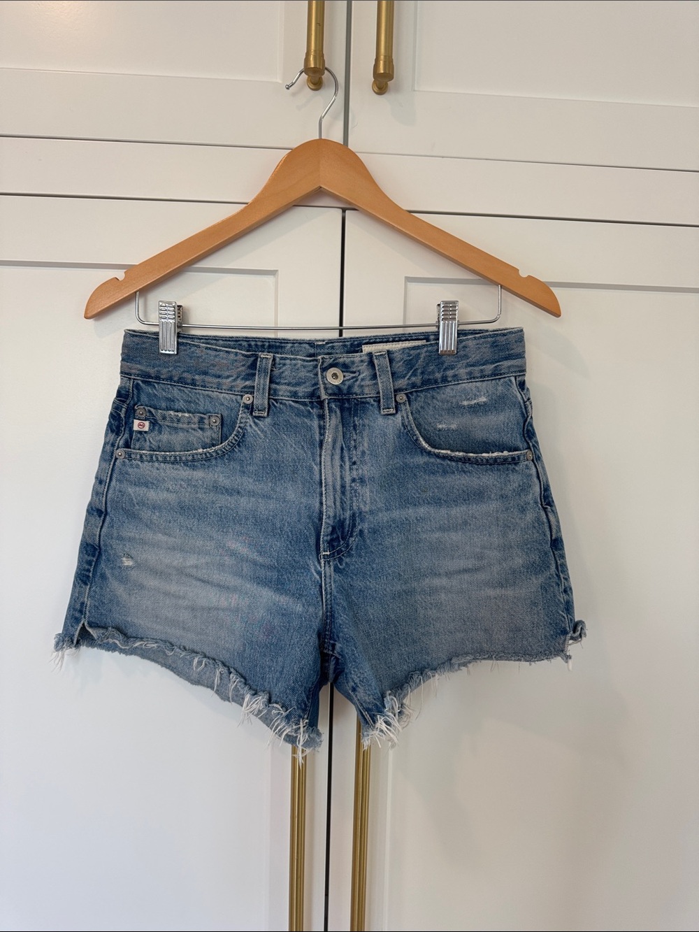 Ag Adriano Goldschmied Halle Blue Denim Cutoff Shorts